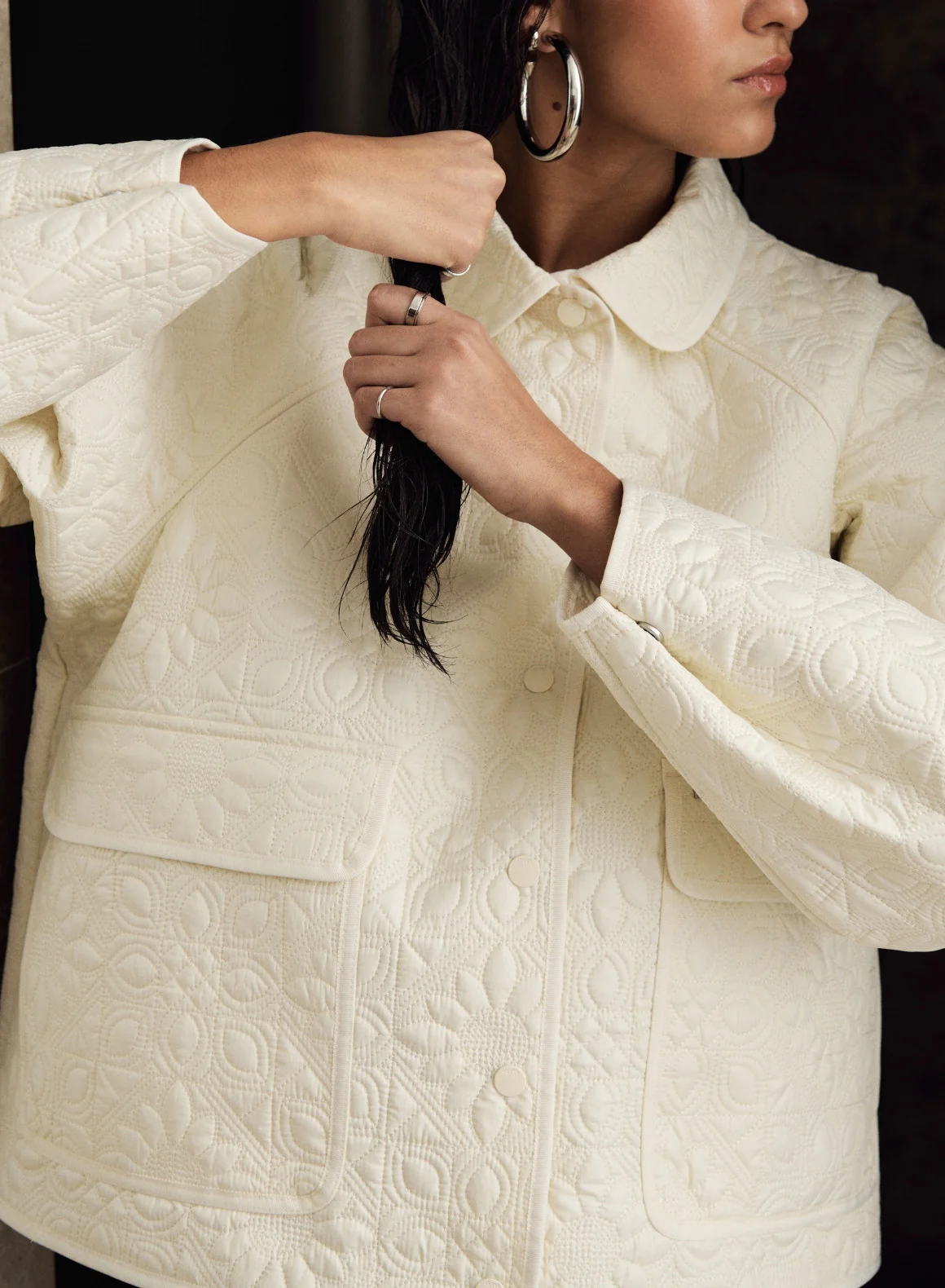 Almond White Patchwork Femme Jacket - Image 6