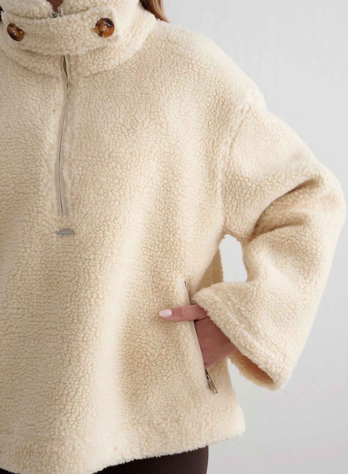 Almond White Pile Anorak - Image 4