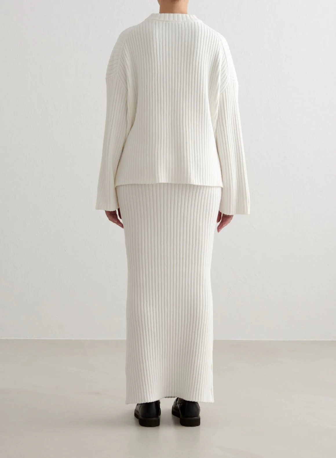 Almond White Rib Knit Sweater - Image 7