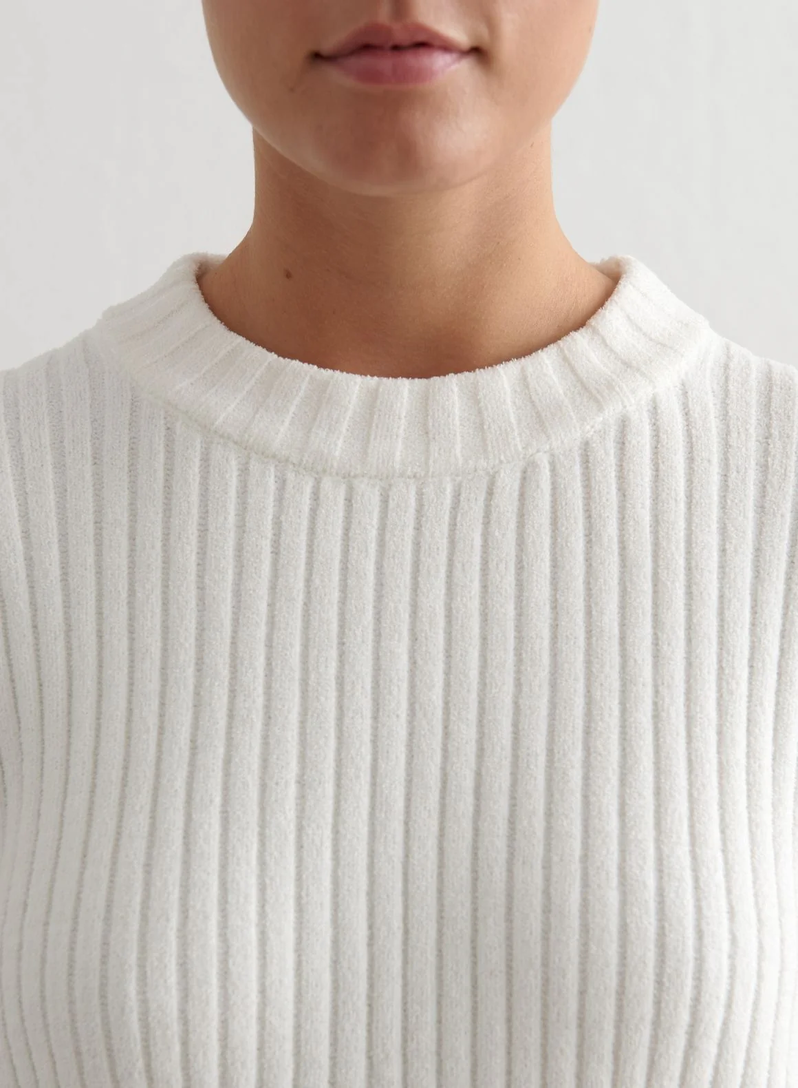 Almond White Rib Knit Sweater - Image 8