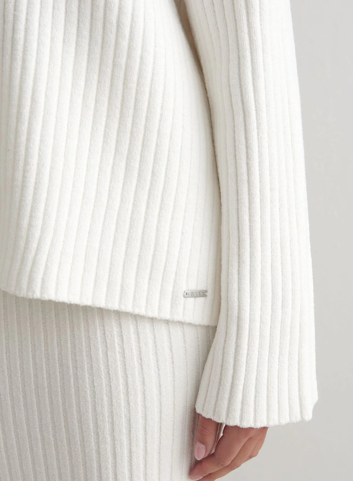 Almond White Rib Knit Sweater - Image 9