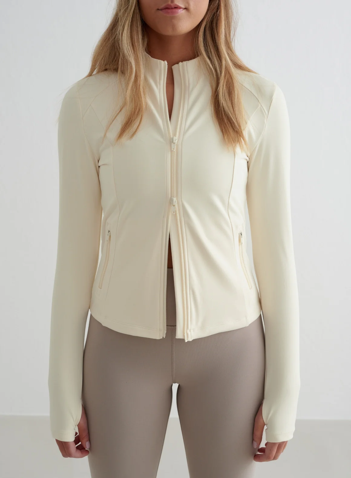 Almond White Sense Zip Jacket - Image 3