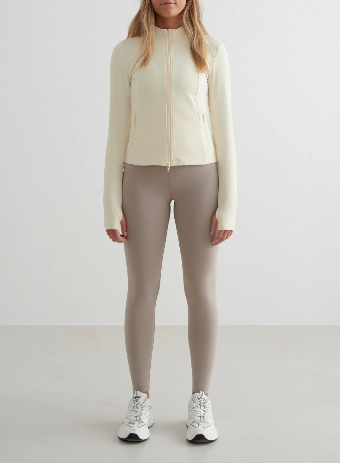 Almond White Sense Zip Jacket - Image 4