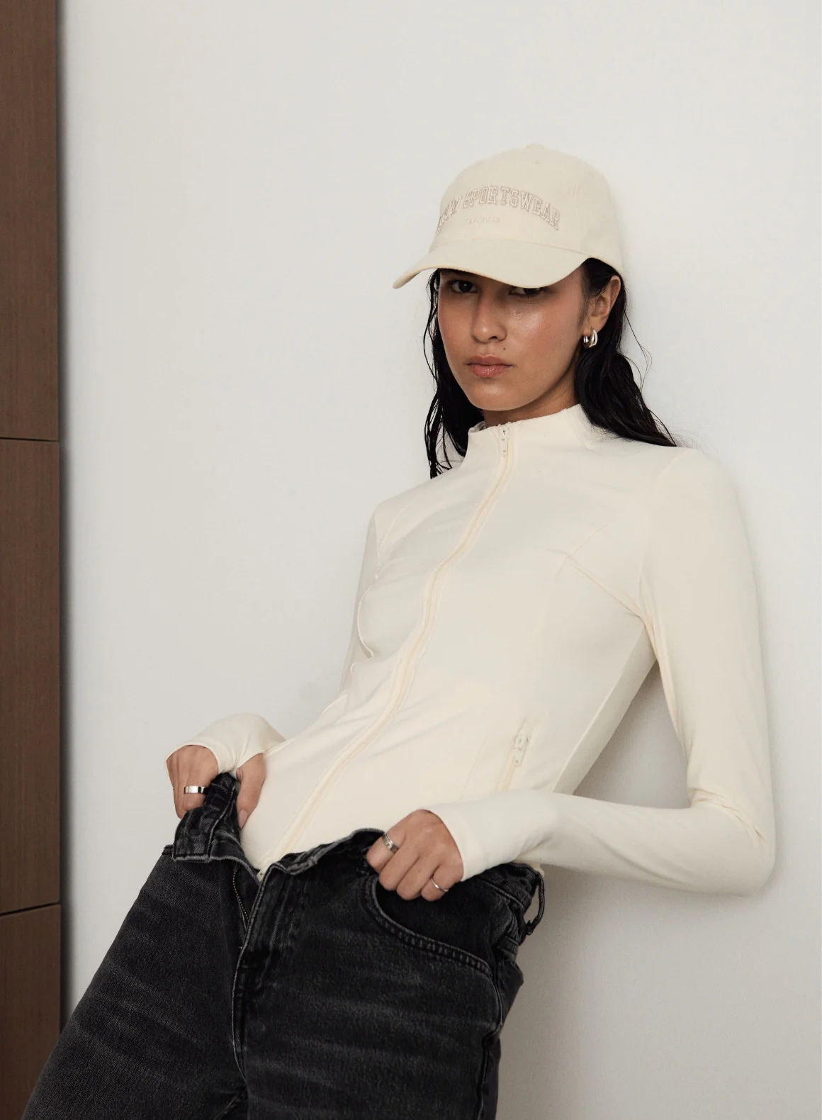 Almond White Sense Zip Jacket - Image 6