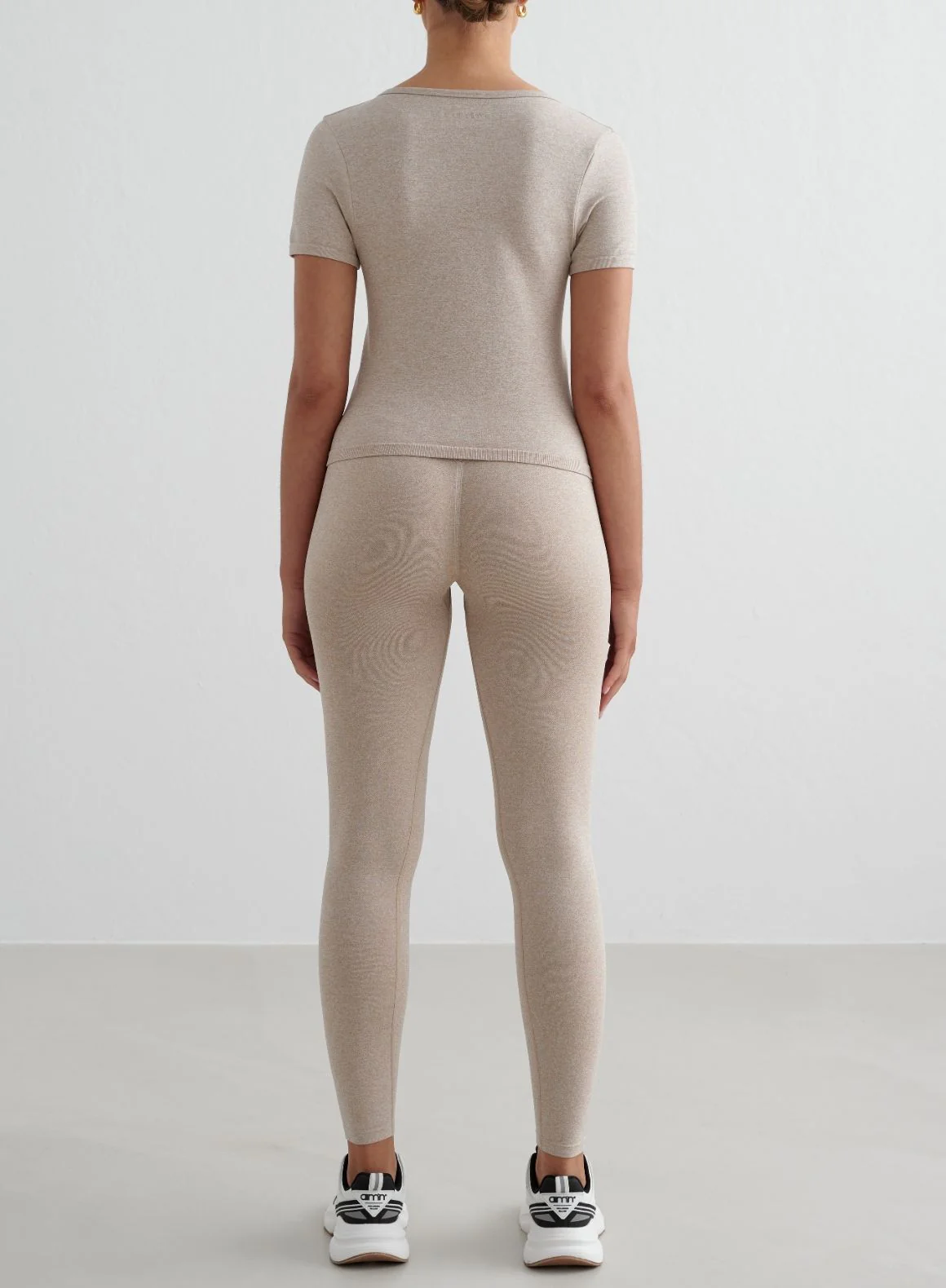 Beige Melange Shape Seamless Short Sleeve - Image 4
