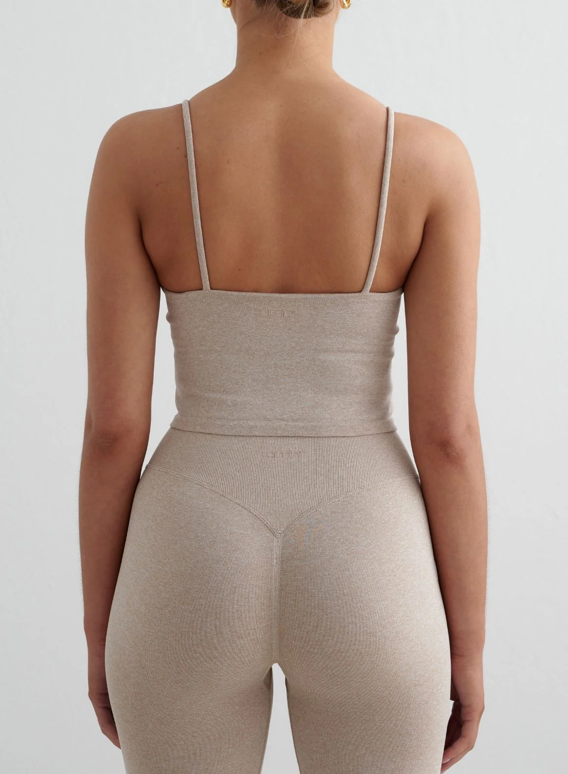 Beige Melange Shape Seamless Strap Singlet - Image 3