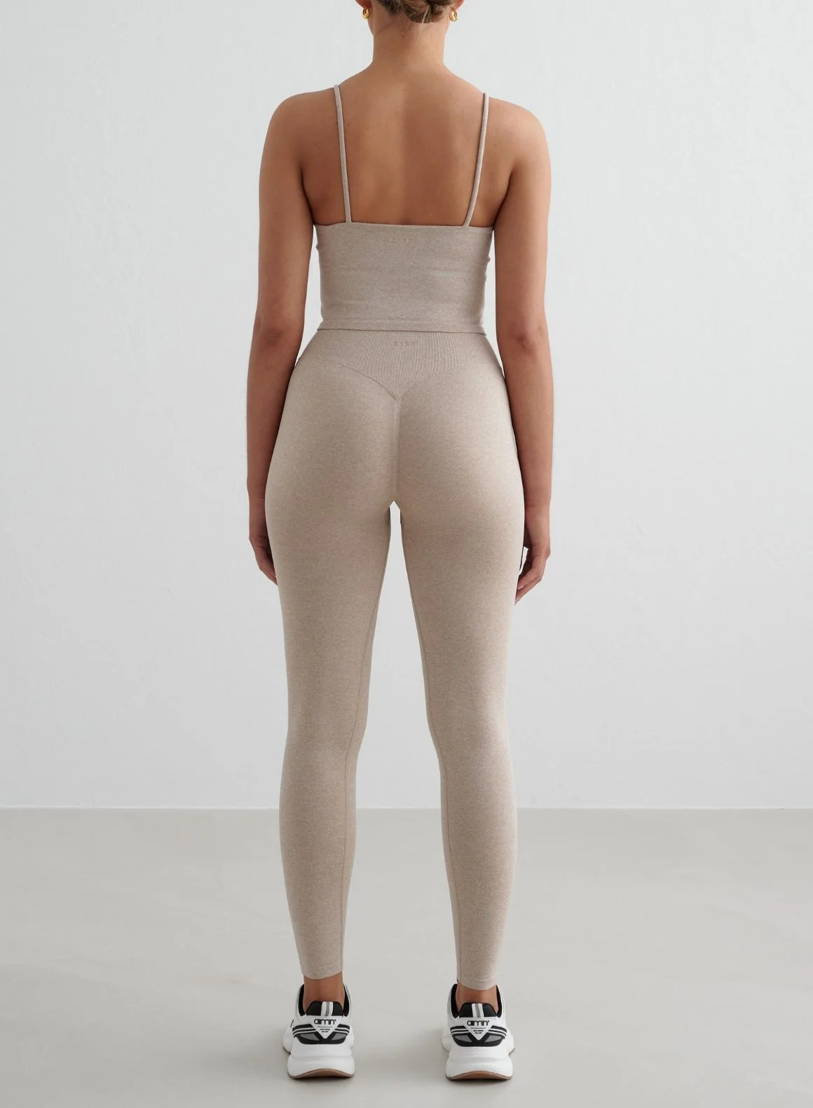 Beige Melange Shape Seamless Strap Singlet - Image 5