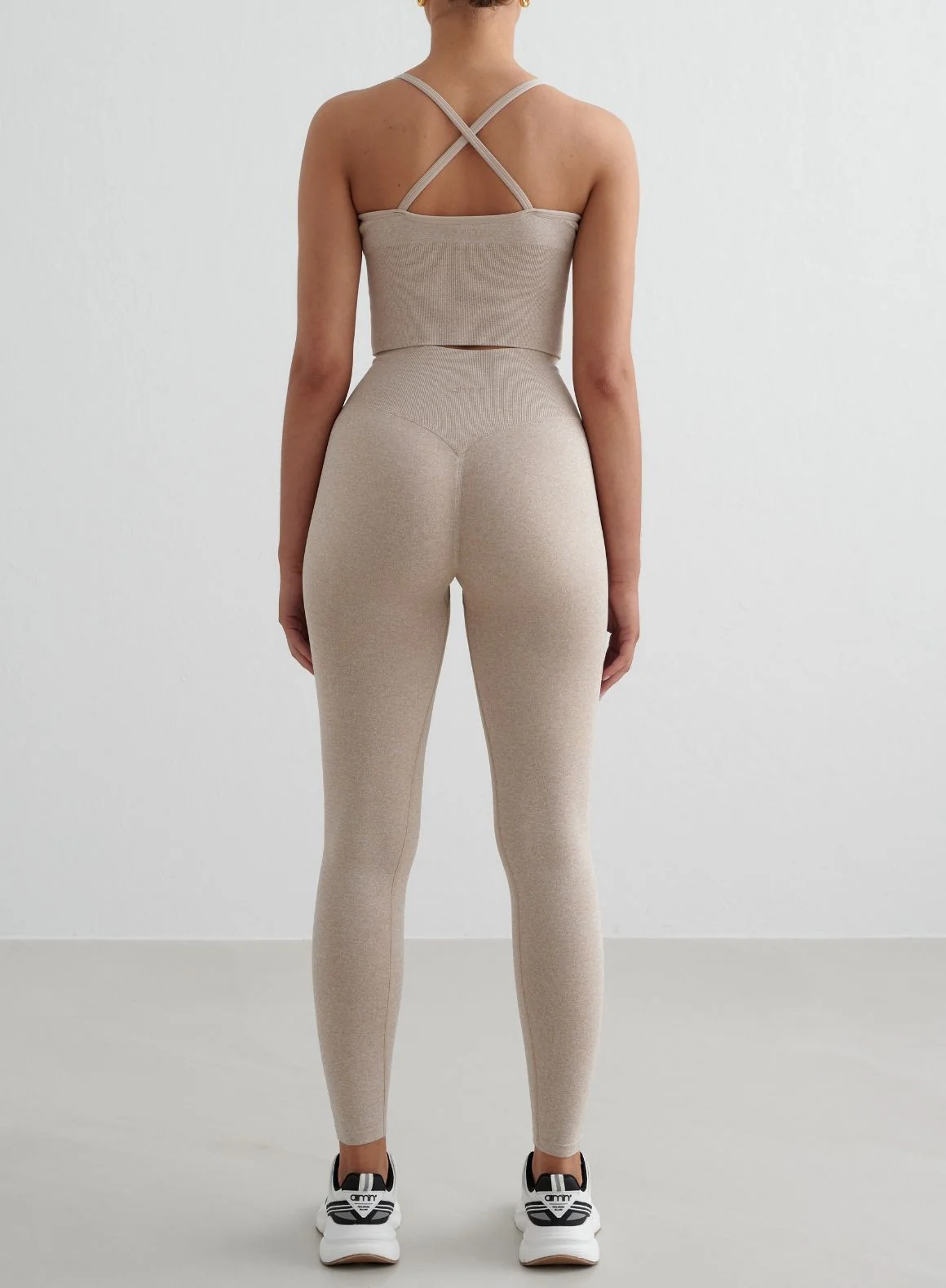 Beige Melange Shape Seamless Tights - Image 3
