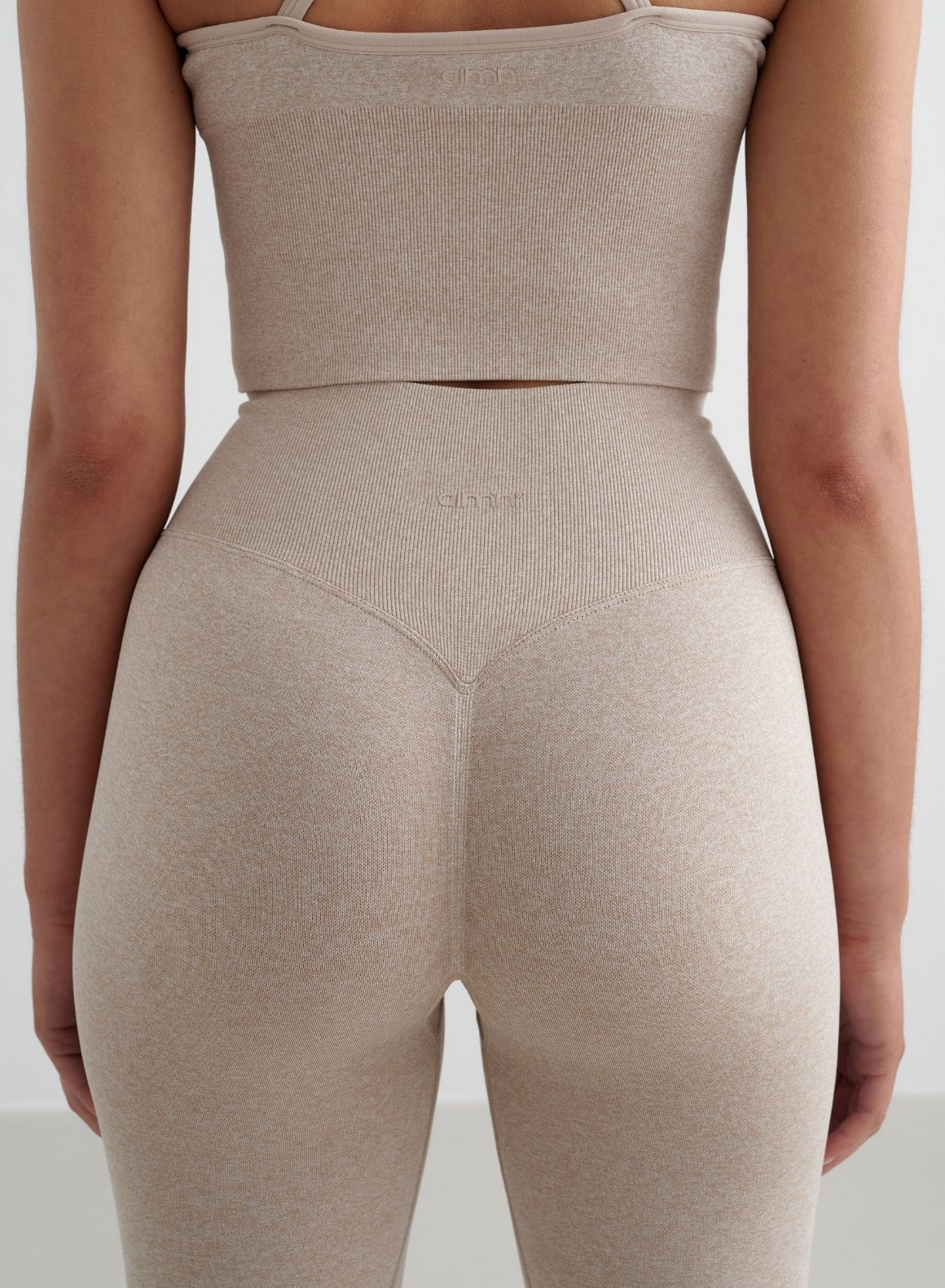 Beige Melange Shape Seamless Tights - Image 7