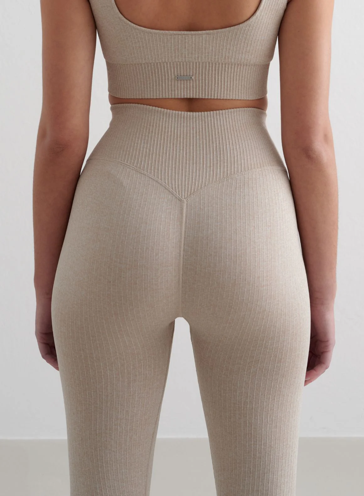 Beige Ribbed Seamless Tights - Image 2