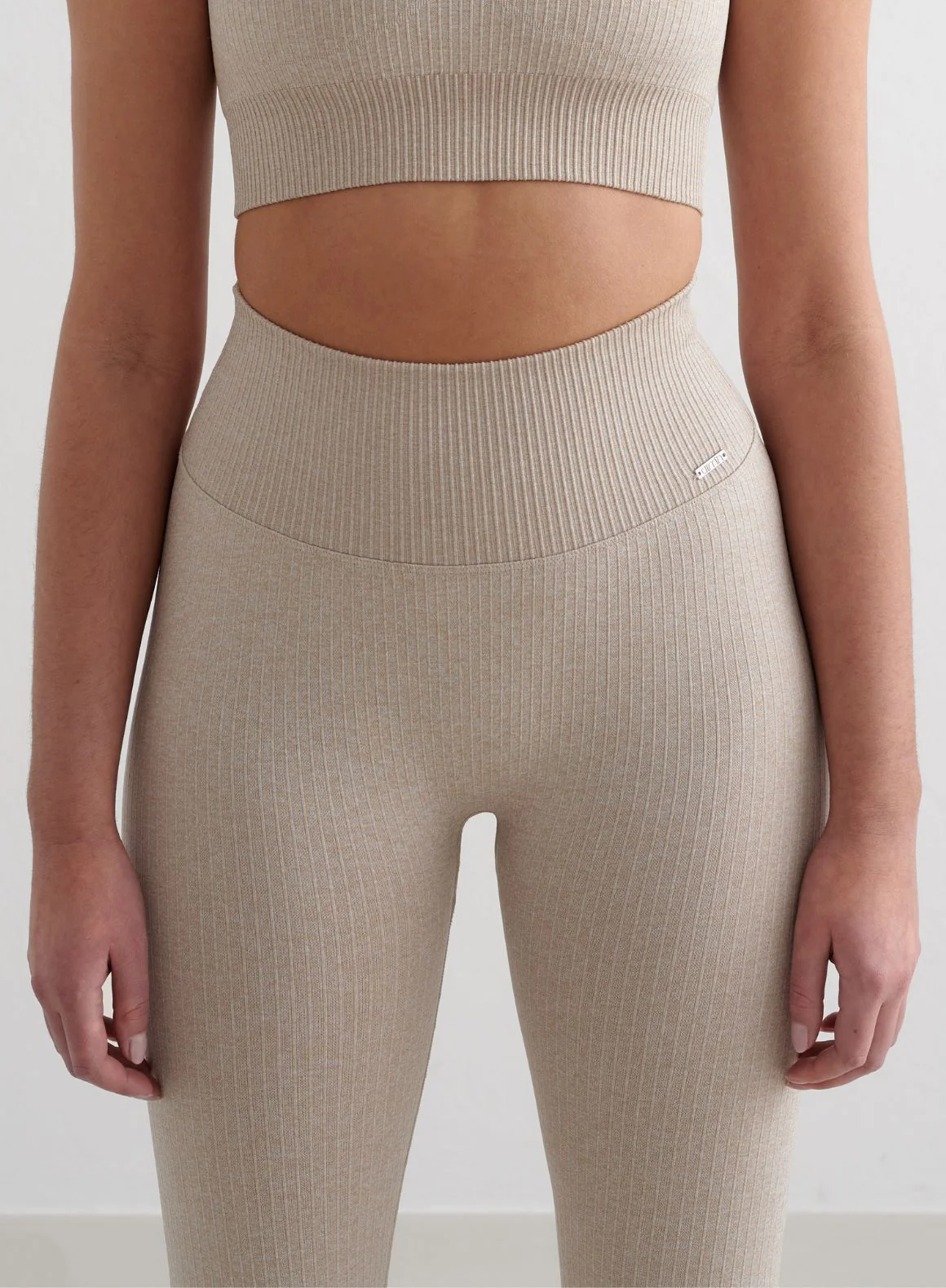 Beige Ribbed Seamless Tights - Image 3