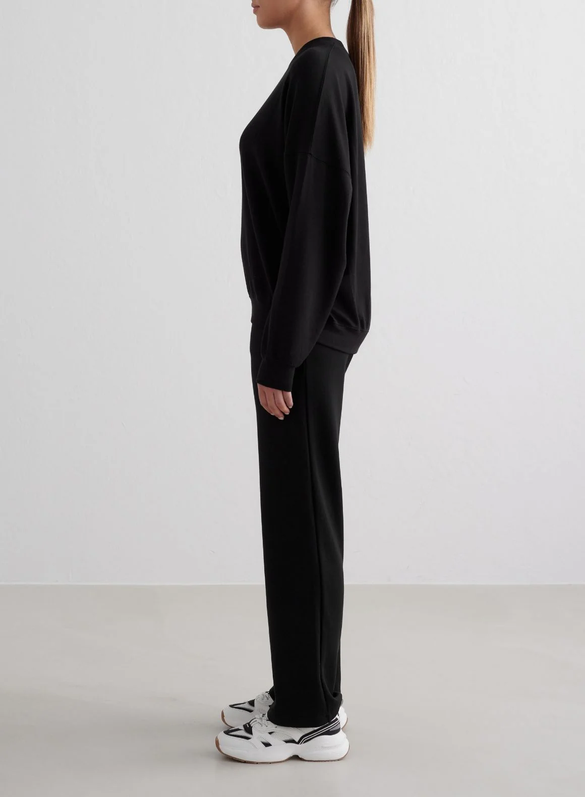 Black Comfy Modal Wide Pants - Image 5
