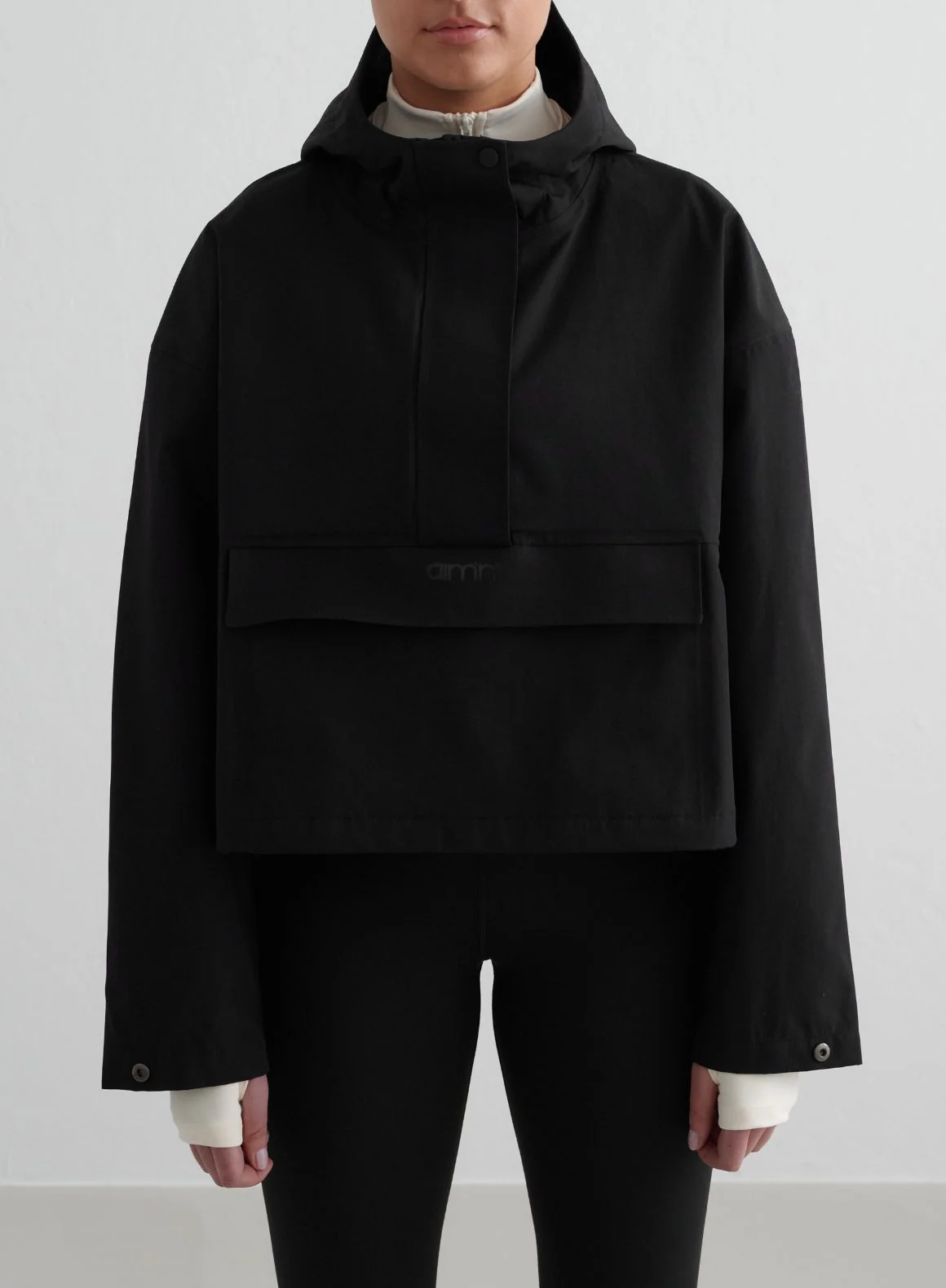 Black Cropped Waterproof Anorak - Image 3