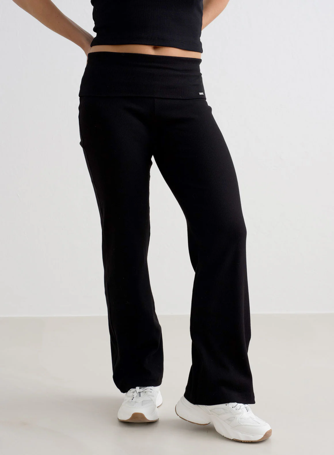 Black Ease Ribbed Pants - Image 2
