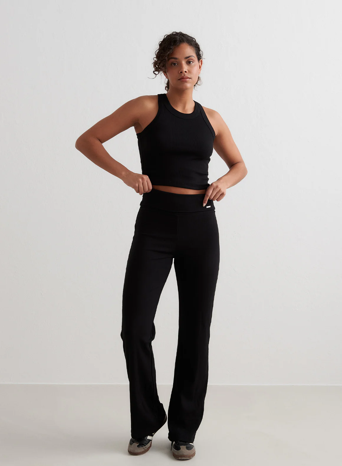 Black Ease Ribbed Pants - Image 3