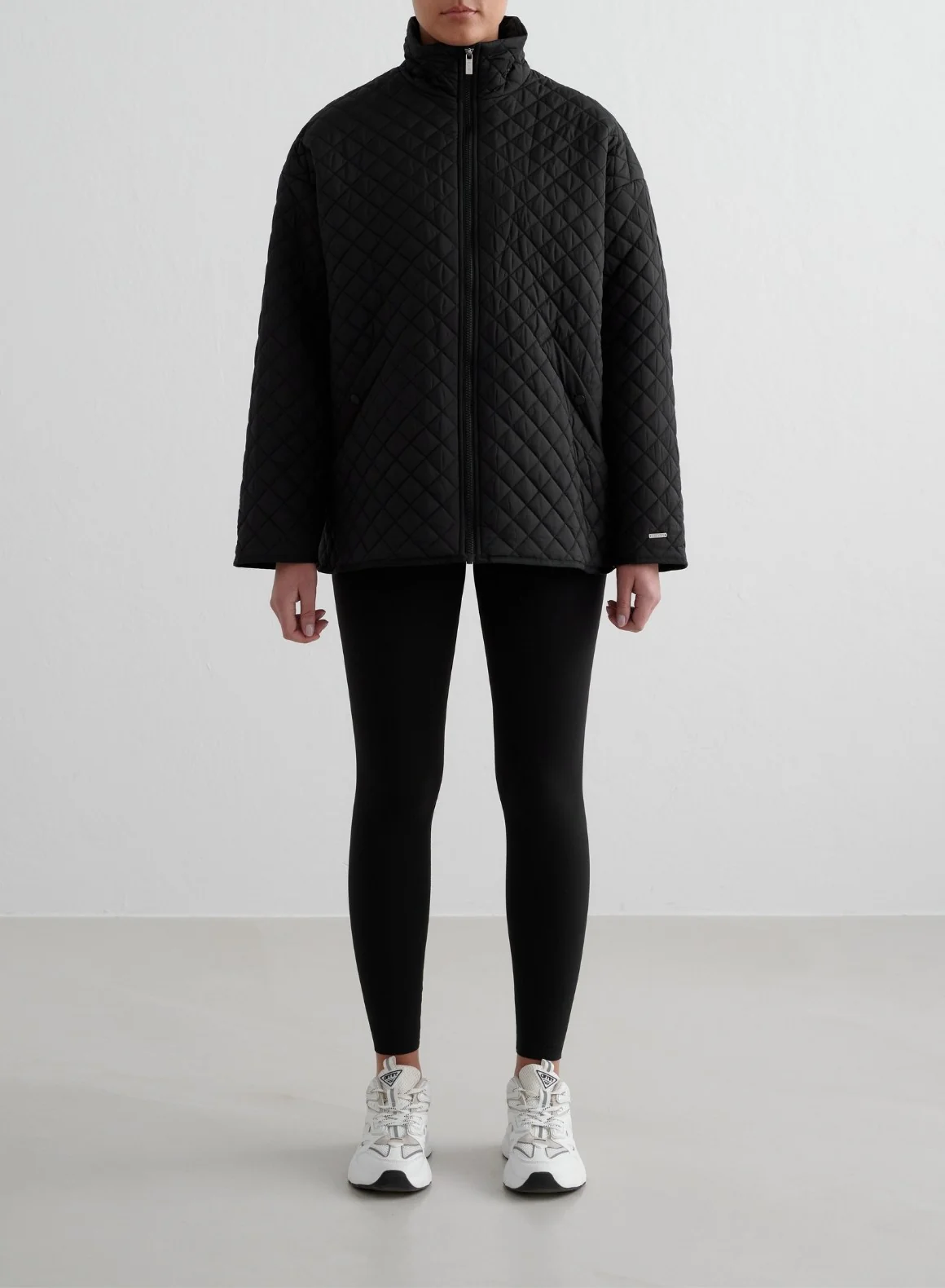 Black Oversized Quilted Jacket - Image 2