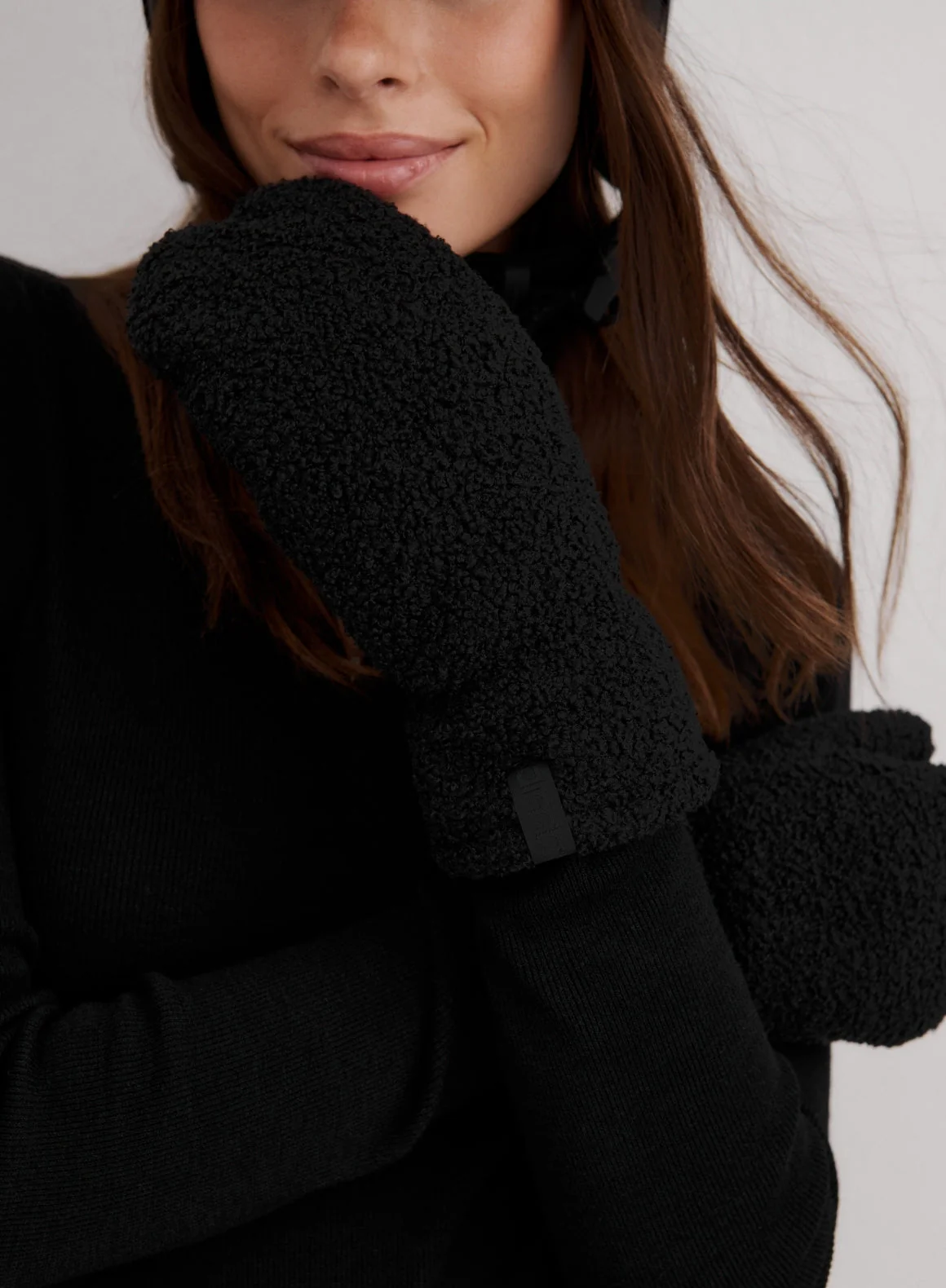 Black Polar Fleece Mittens - Image 2