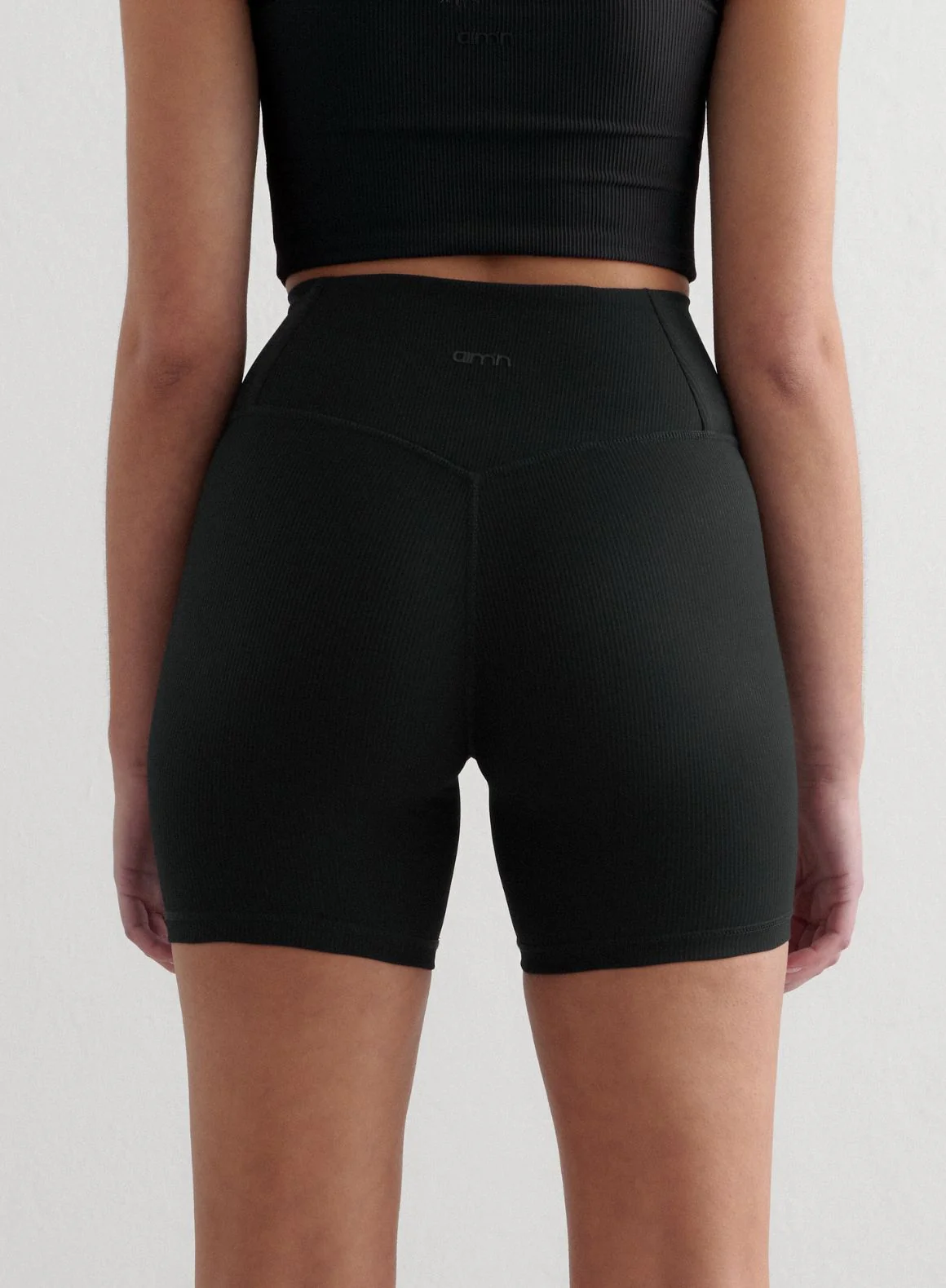 Black Ribbed Performance Biker & Bralette Set - Image 4