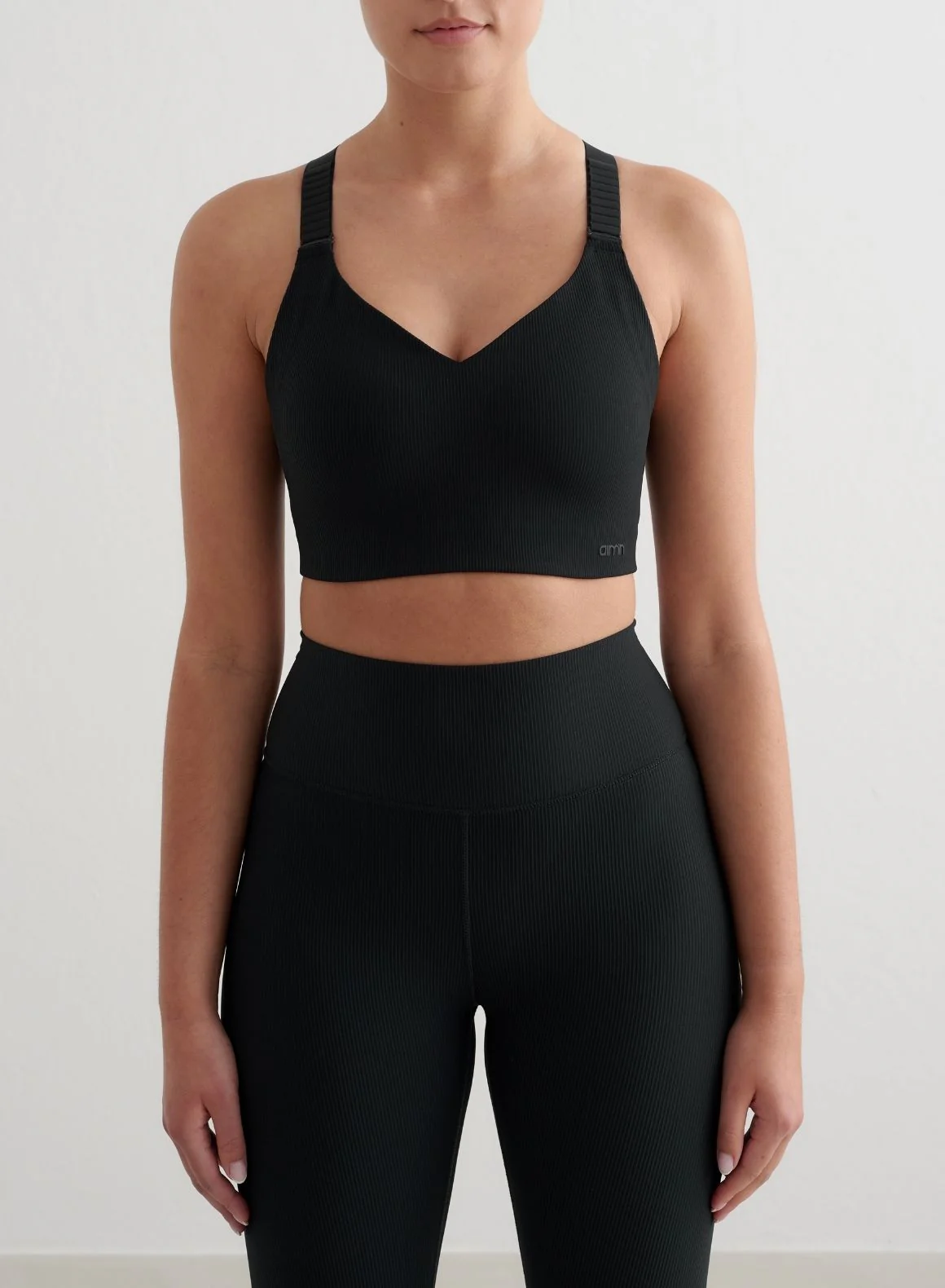 Black Ribbed Performance Support Bra - Image 2