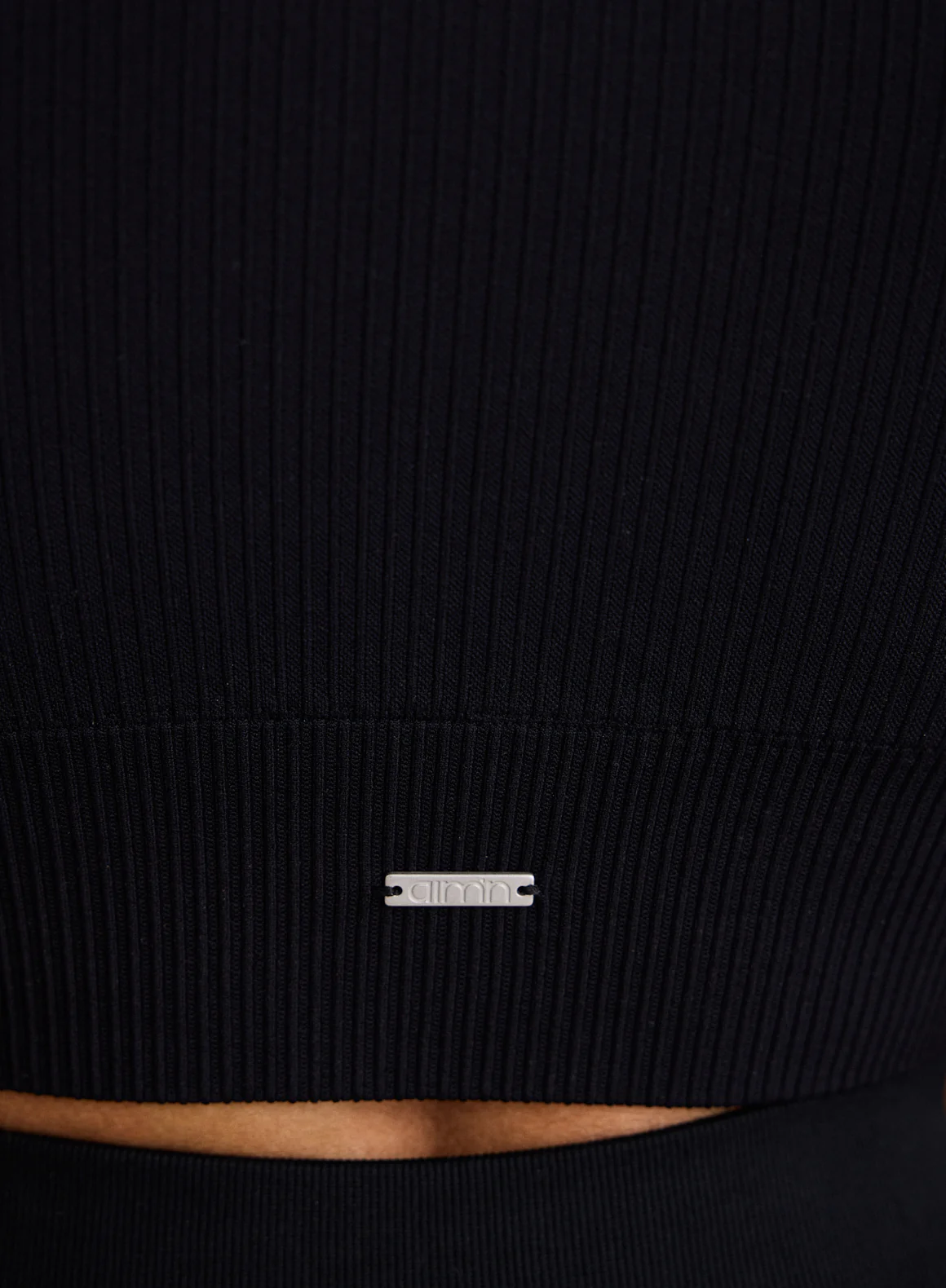 Black Ribbed Seamless Crop Top - Image 4