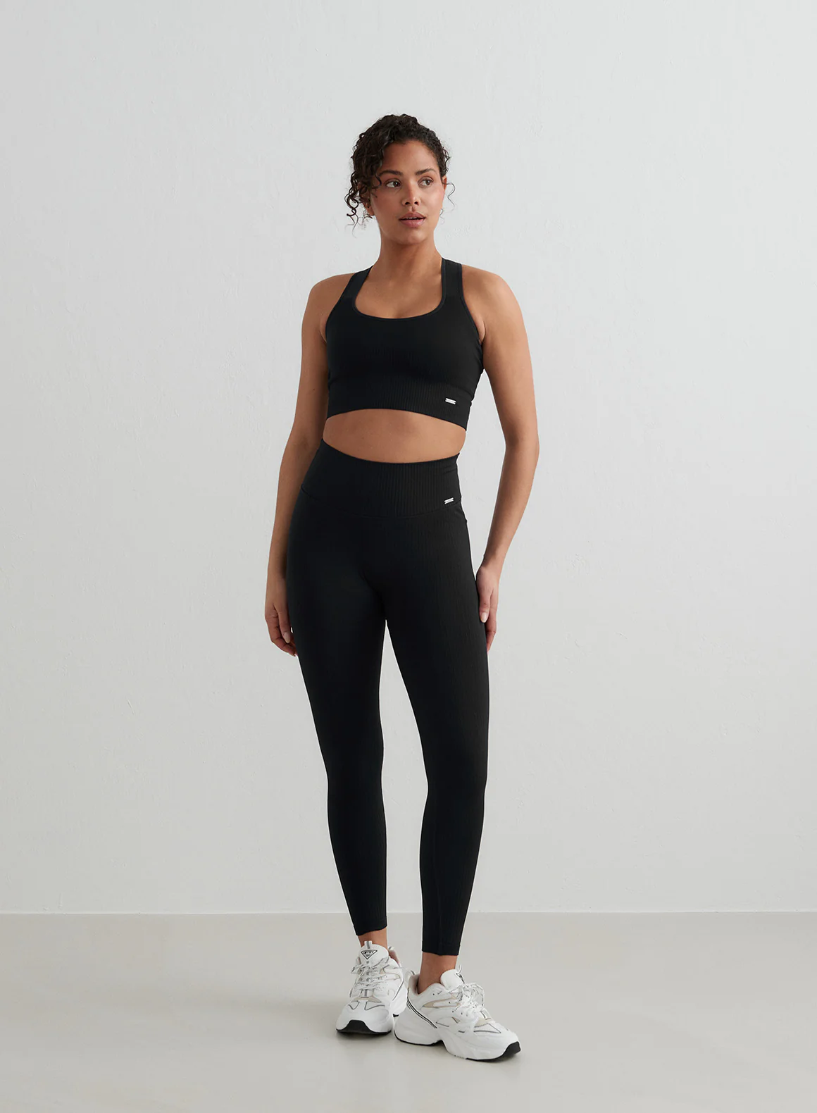 Black Ribbed Seamless Tights - Image 122