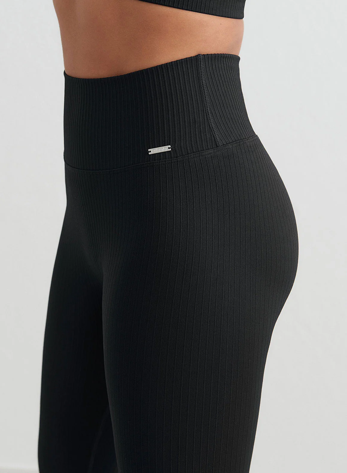 Black Ribbed Seamless Tights - Image 145