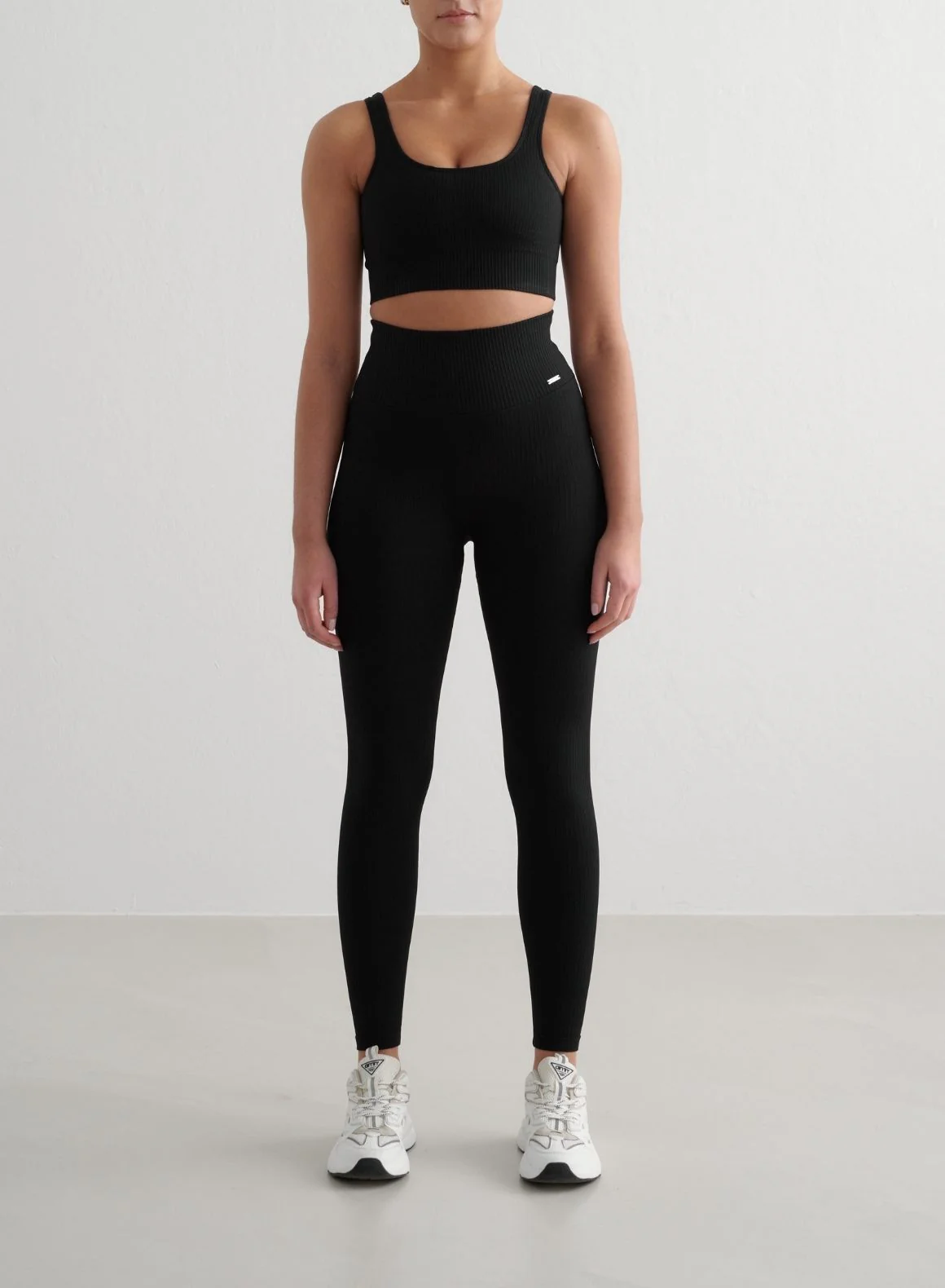 Black Ribbed Seamless Tights - Image 4