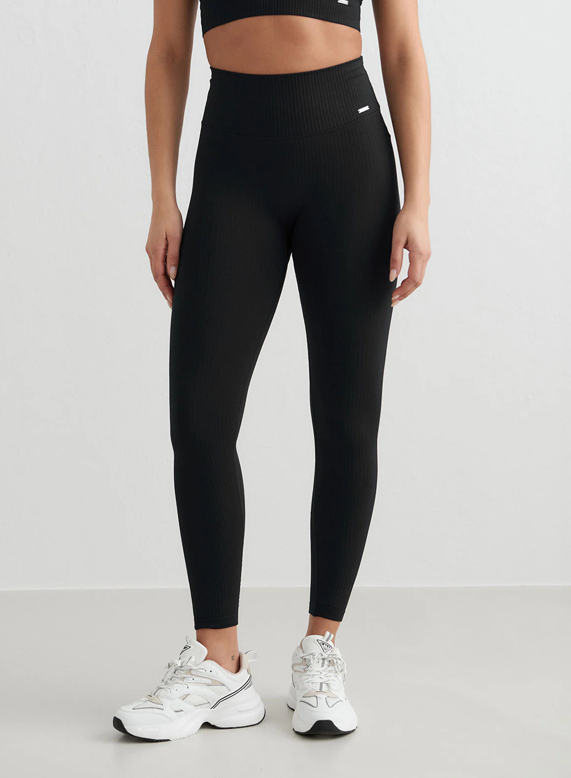 Black Ribbed Seamless Tights - Image 82