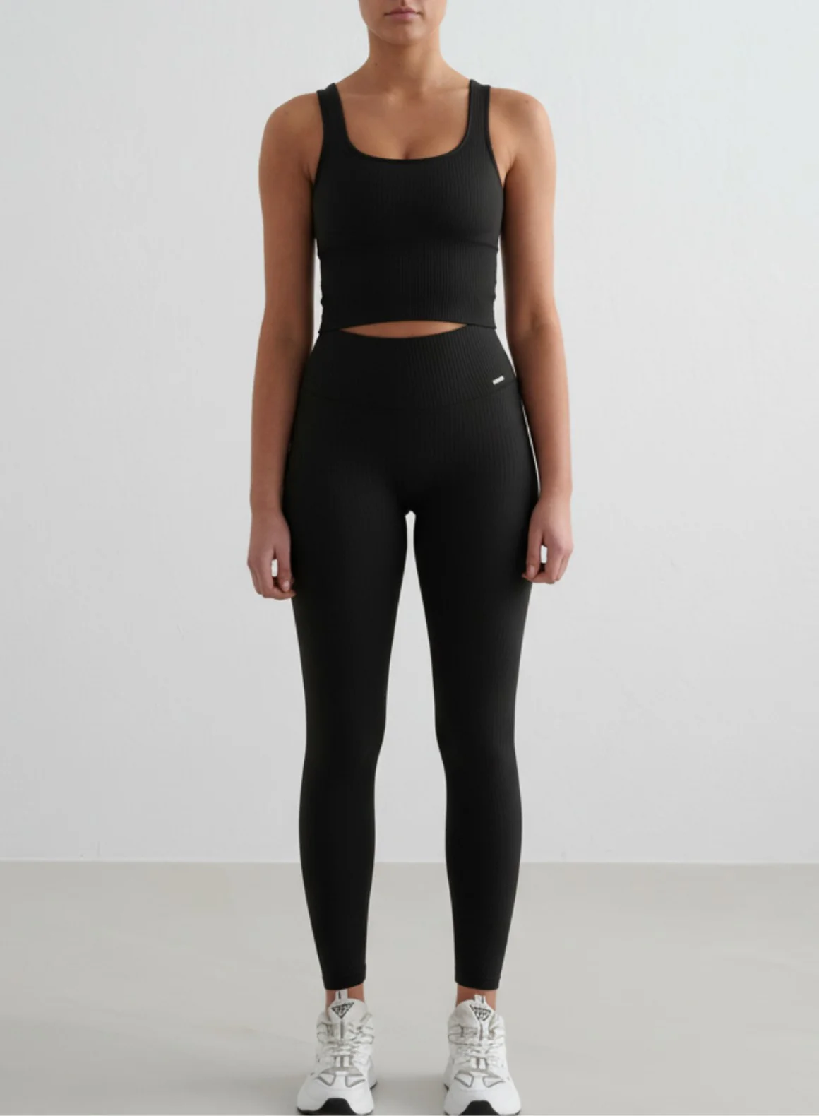 Black Ribbed Seamless Tights & Bralette Set