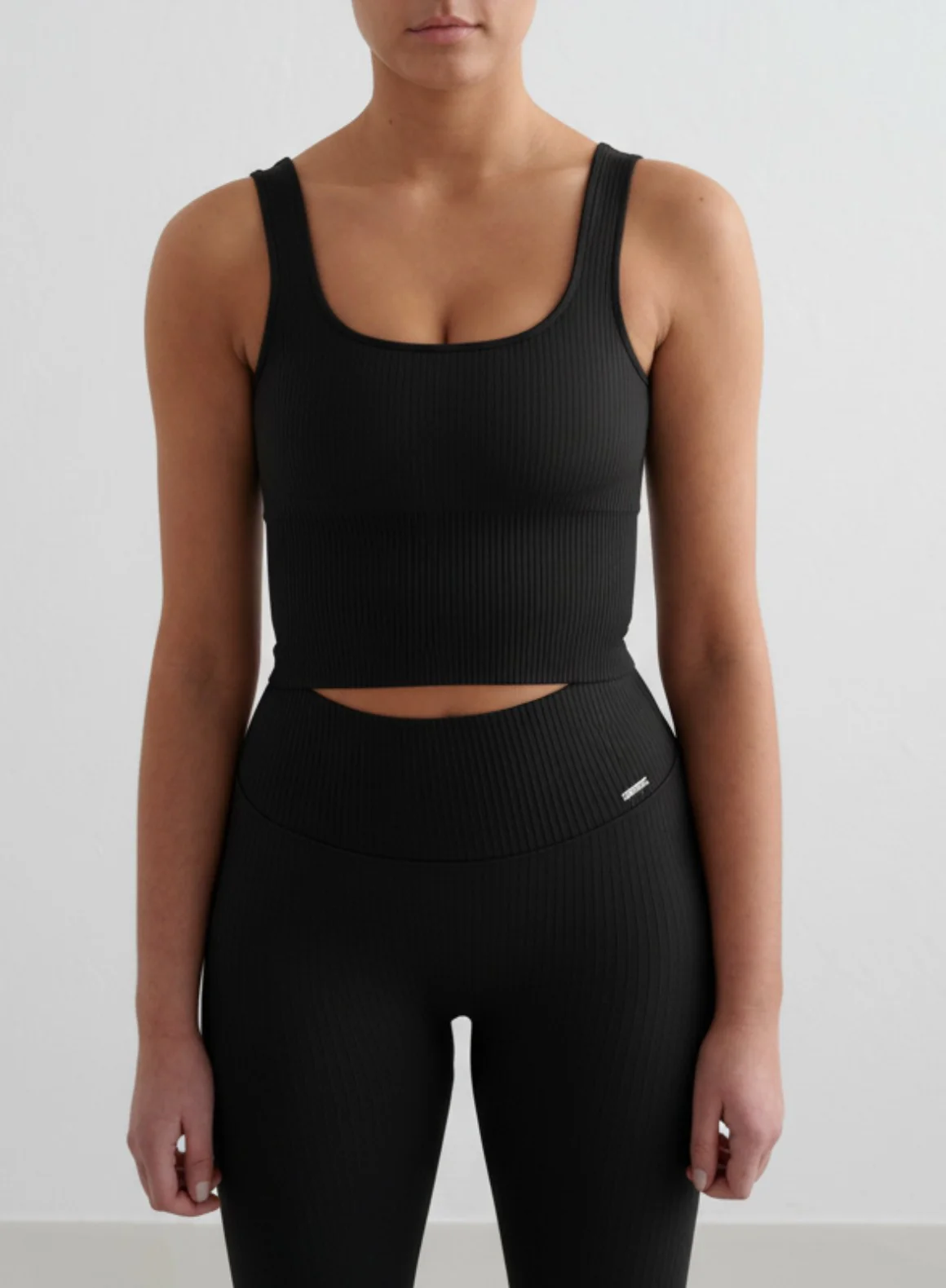 Black Ribbed Seamless Tights & Bralette Set - Image 4