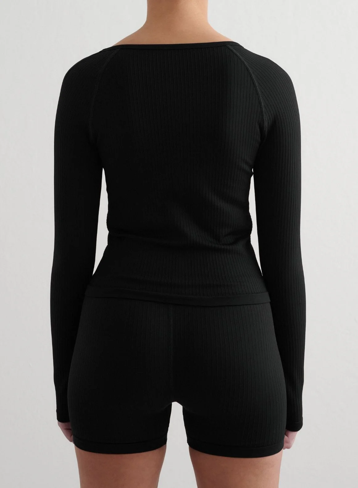 Black Ribbed Seamless Zip Jacket - Image 2