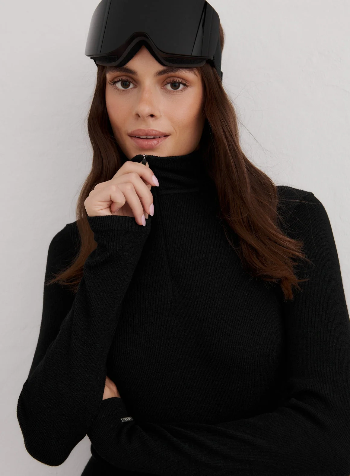 Black Ribbed Wool Half Zip - Image 2