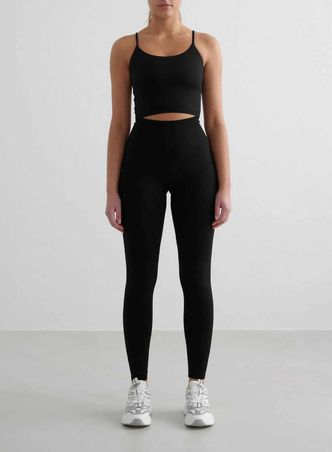 Black Shape Seamless Tights & Strap Singlet Set