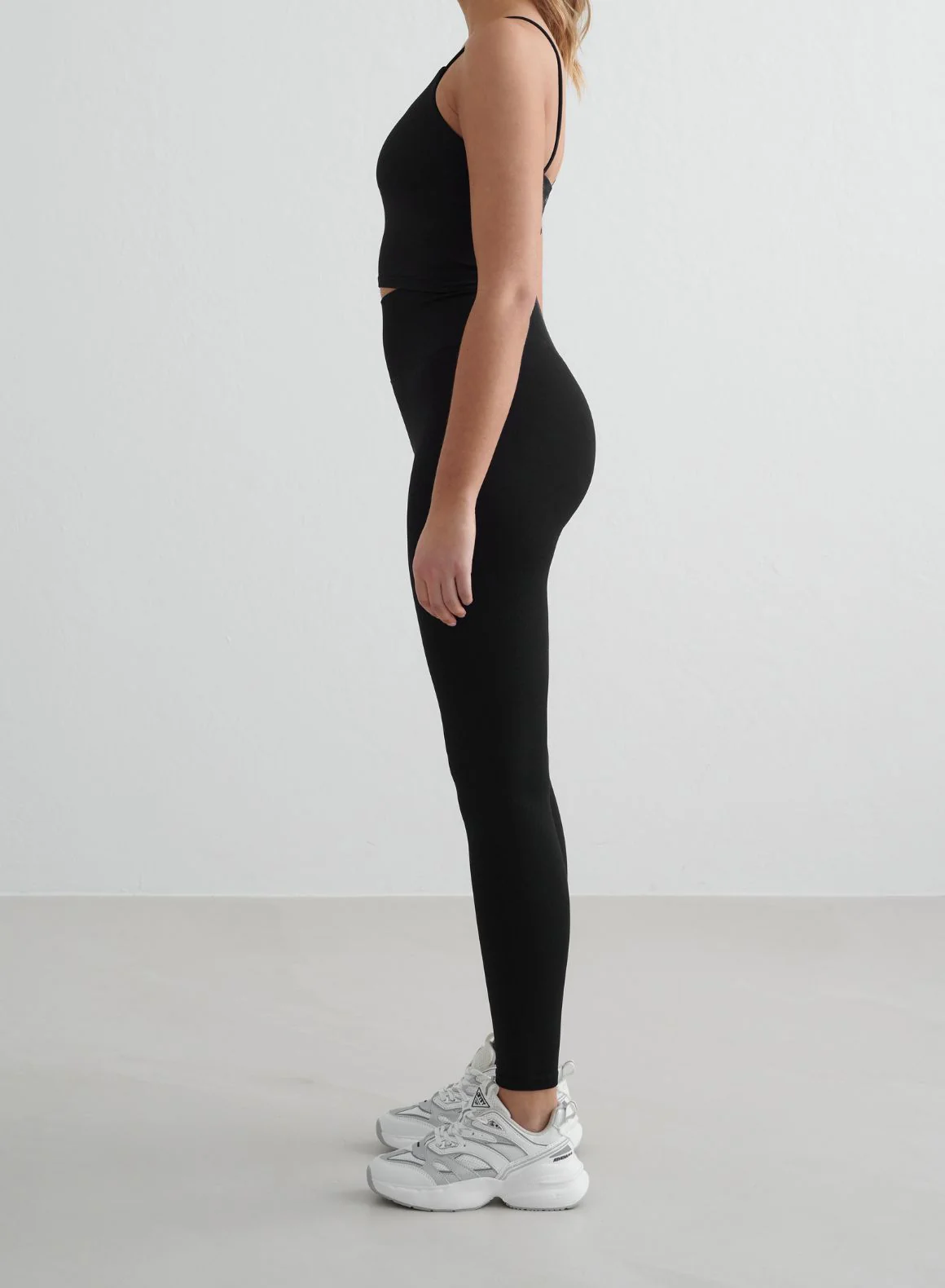 Black Shape Seamless Tights & Strap Singlet Set - Image 3