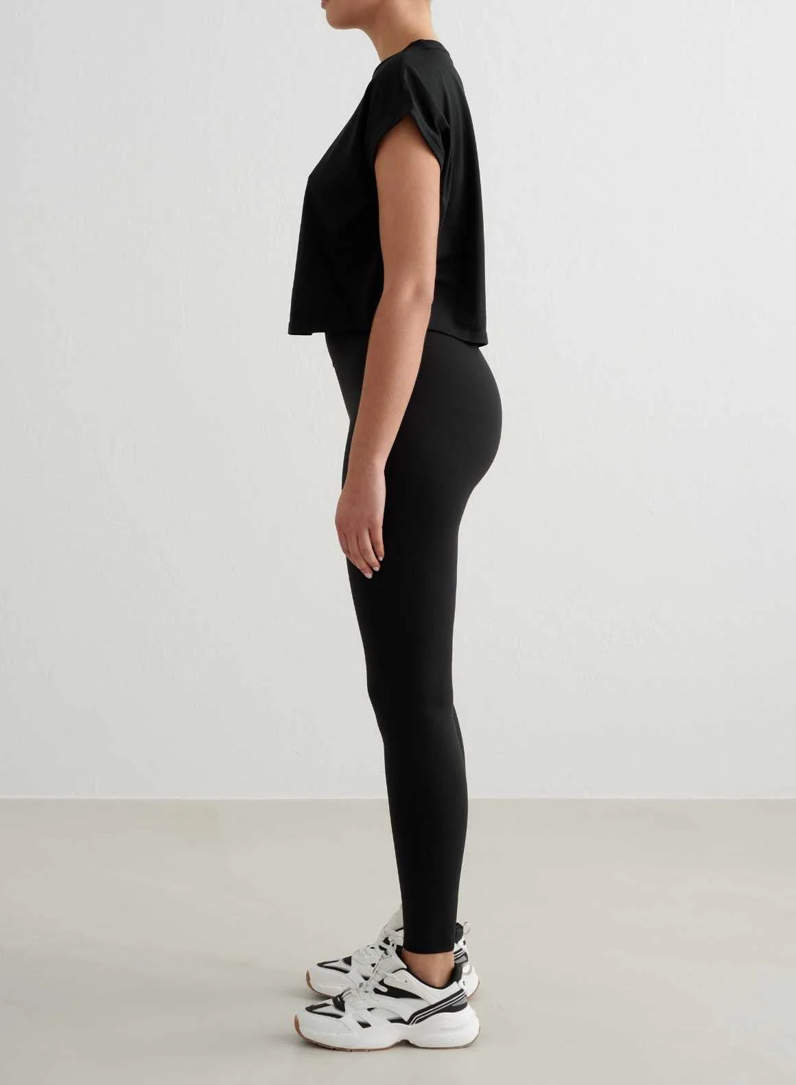 Black Soft Basic Roll Sleeve Top - Image 6