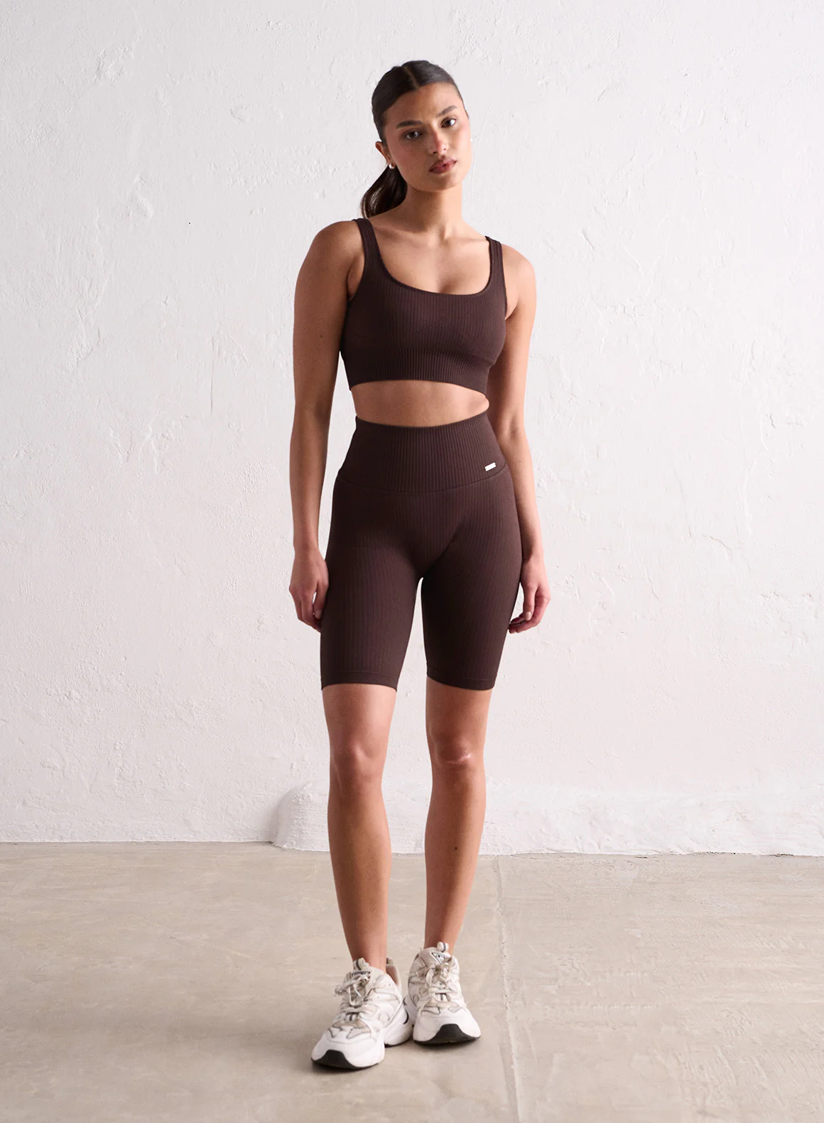 Cacao Ribbed Seamless Biker Shorts - Image 4
