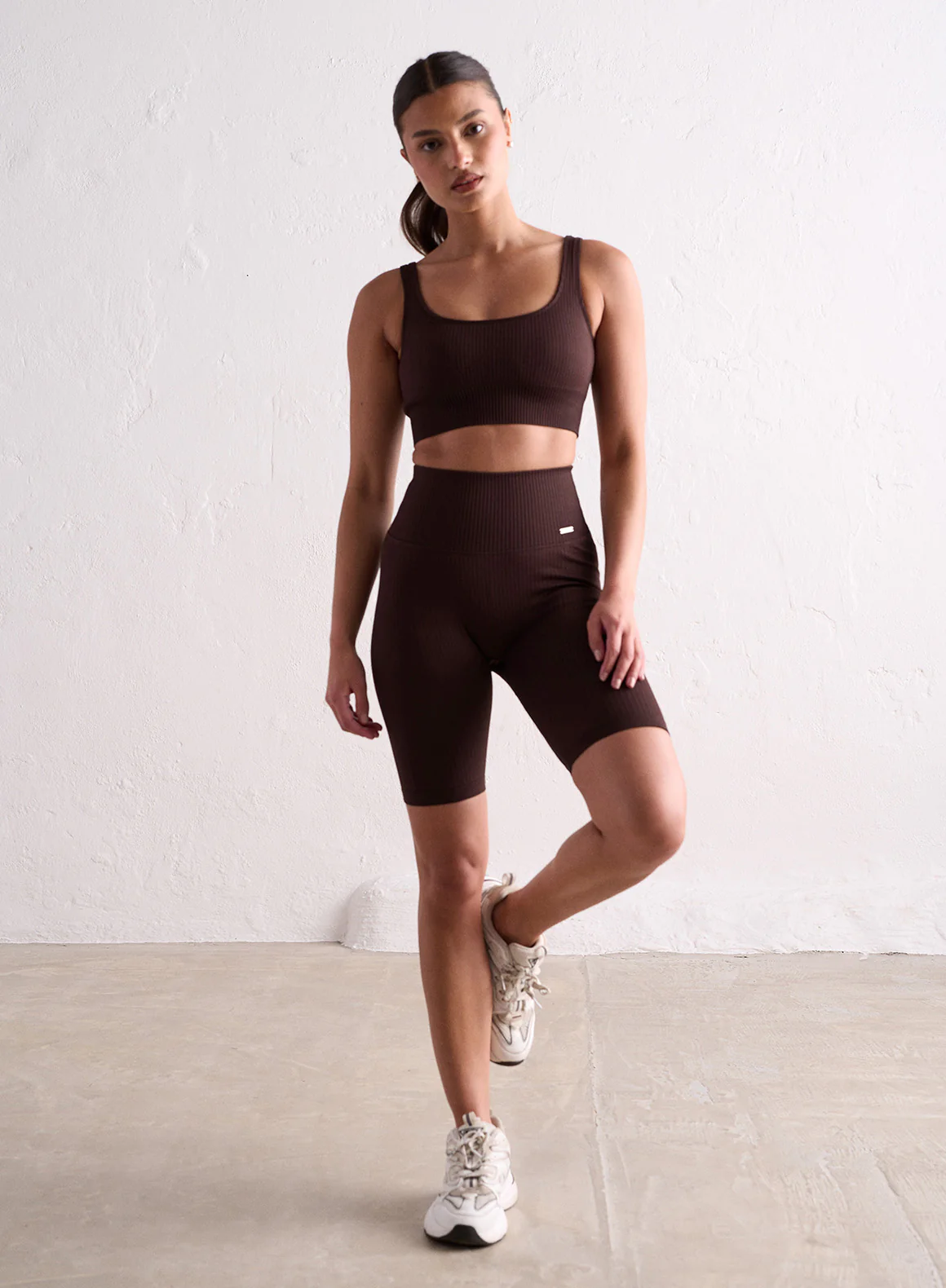 Cacao Ribbed Seamless Biker Shorts - Image 6