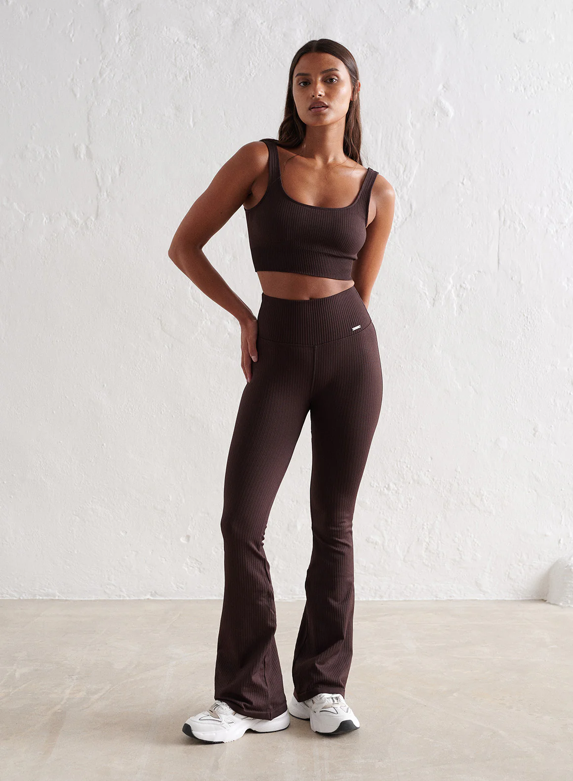 Cacao Ribbed Seamless Flare Tights - Image 10