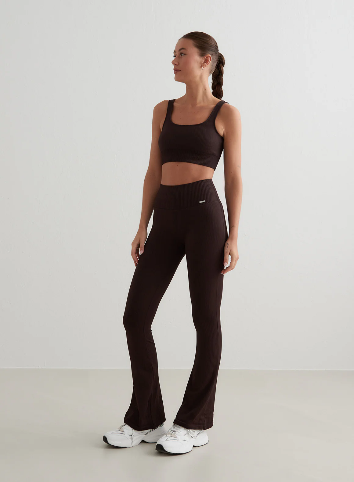 Cacao Ribbed Seamless Flare Tights - Image 6
