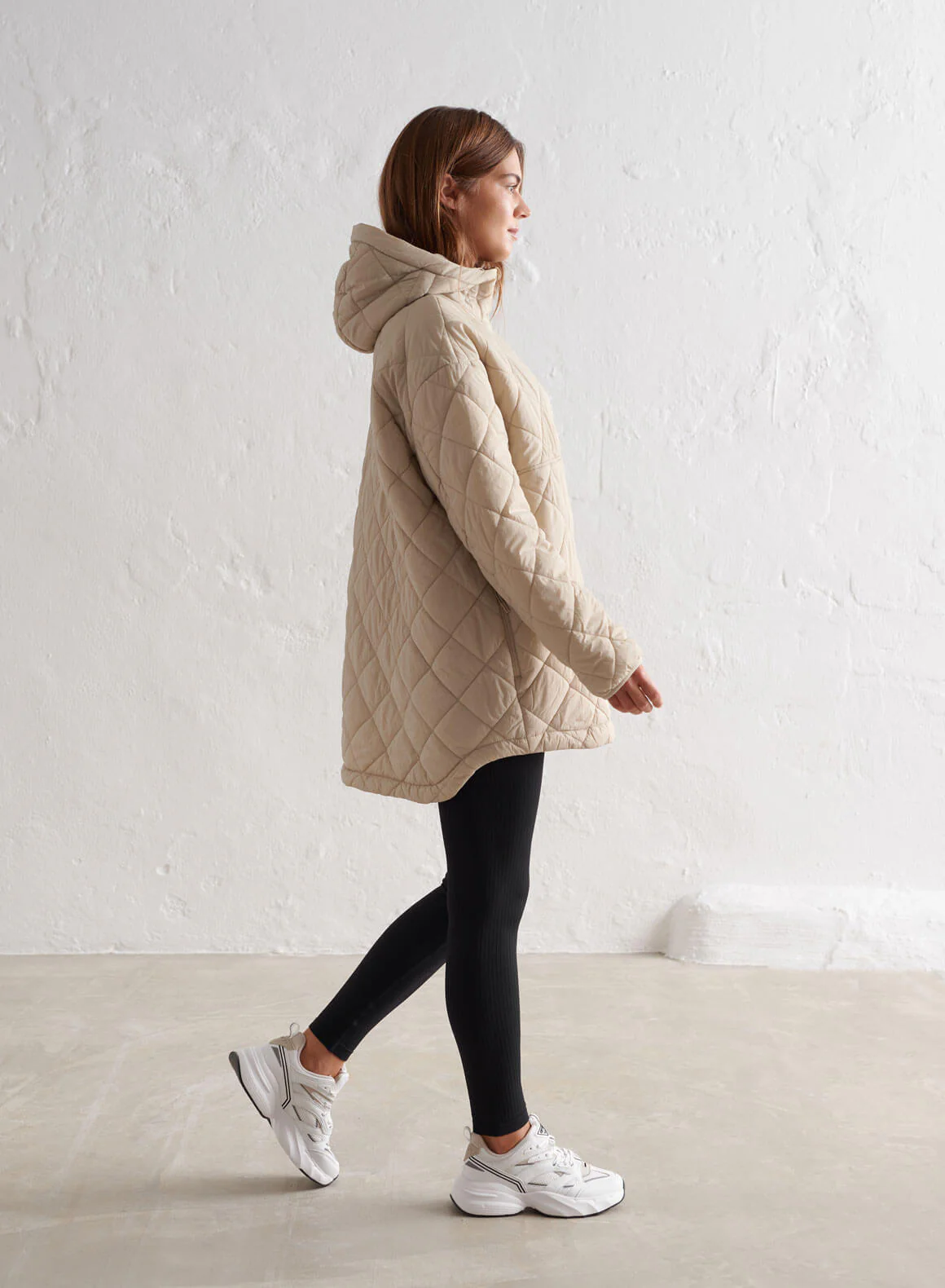 Café Au Lait Oversized Quilted Anorak - Image 4