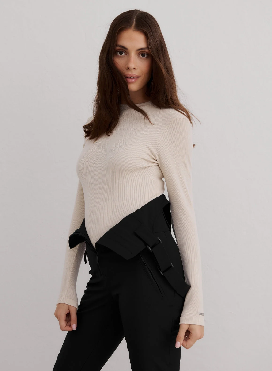Café Au Lait Ribbed Wool Long Sleeve - Image 3