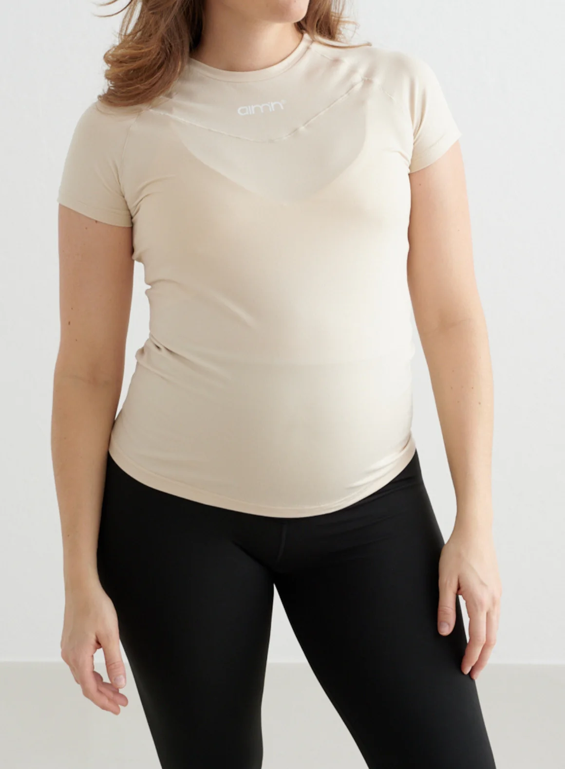 Café Au Lait Soft Basic Maternity Short Sleeve - Image 2
