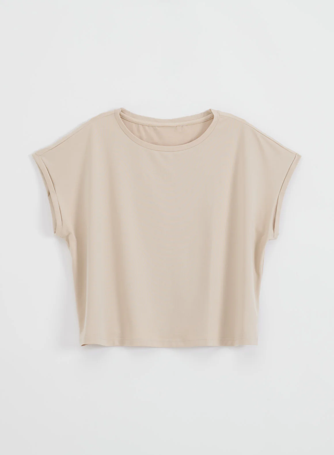 Café Au Lait Soft Basic Roll Sleeve Top - Image 7