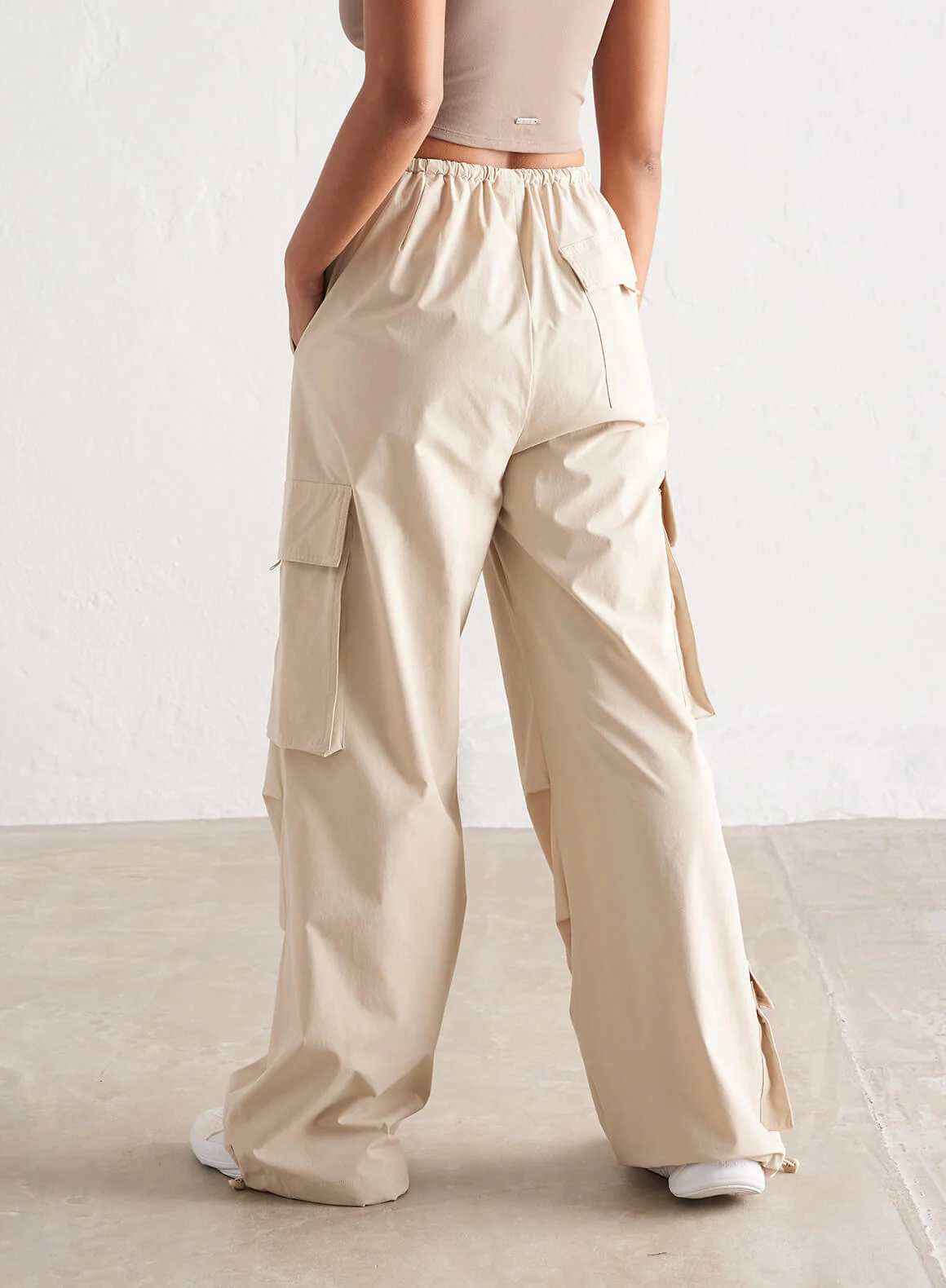 Café Au Lait Windbreaker Parachute Pants - Image 8