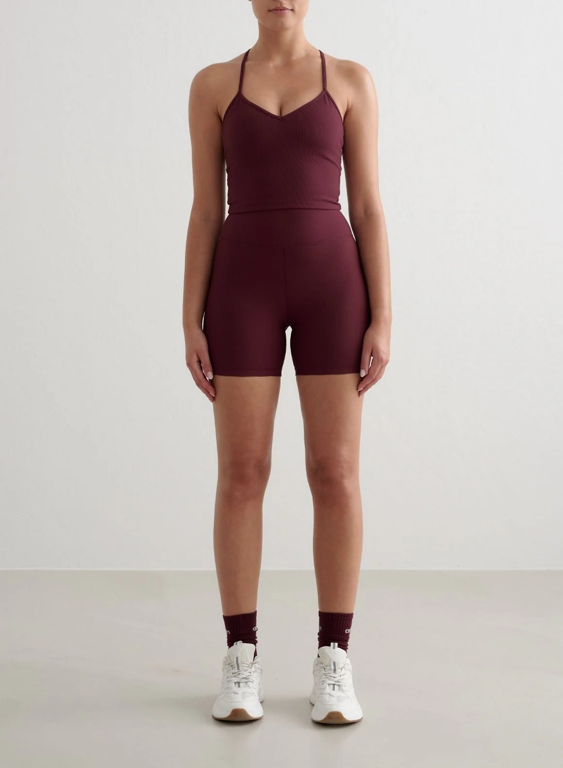 Cherry Ribbed Performance Midi Biker Shorts