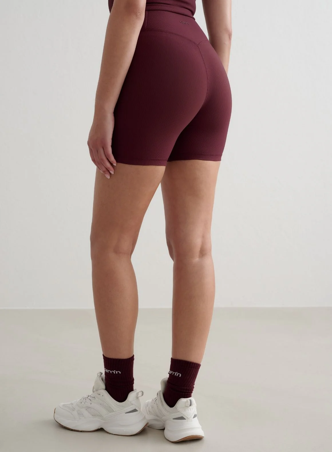 Cherry Ribbed Performance Midi Biker Shorts - Image 5