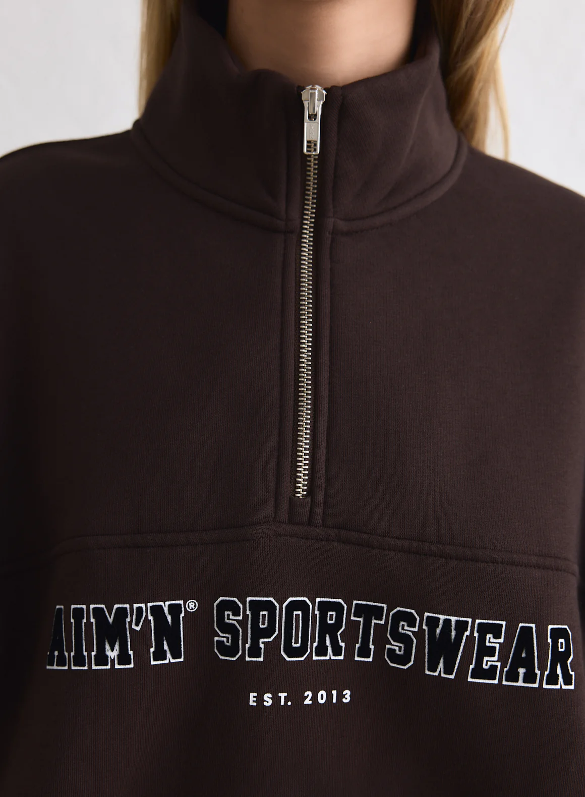 Chocolate Varsity Sweat Half Zip - Image 5