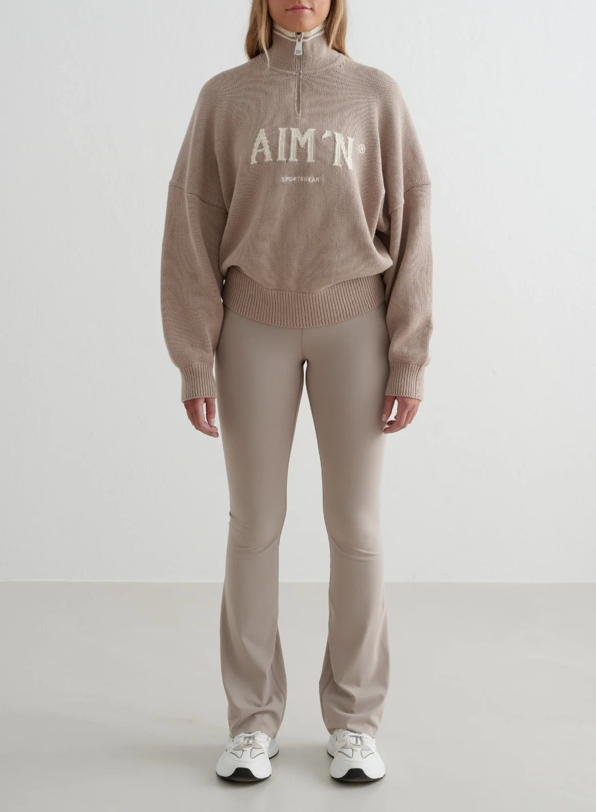 Dark Clay College Knitted Half Zip - Image 4