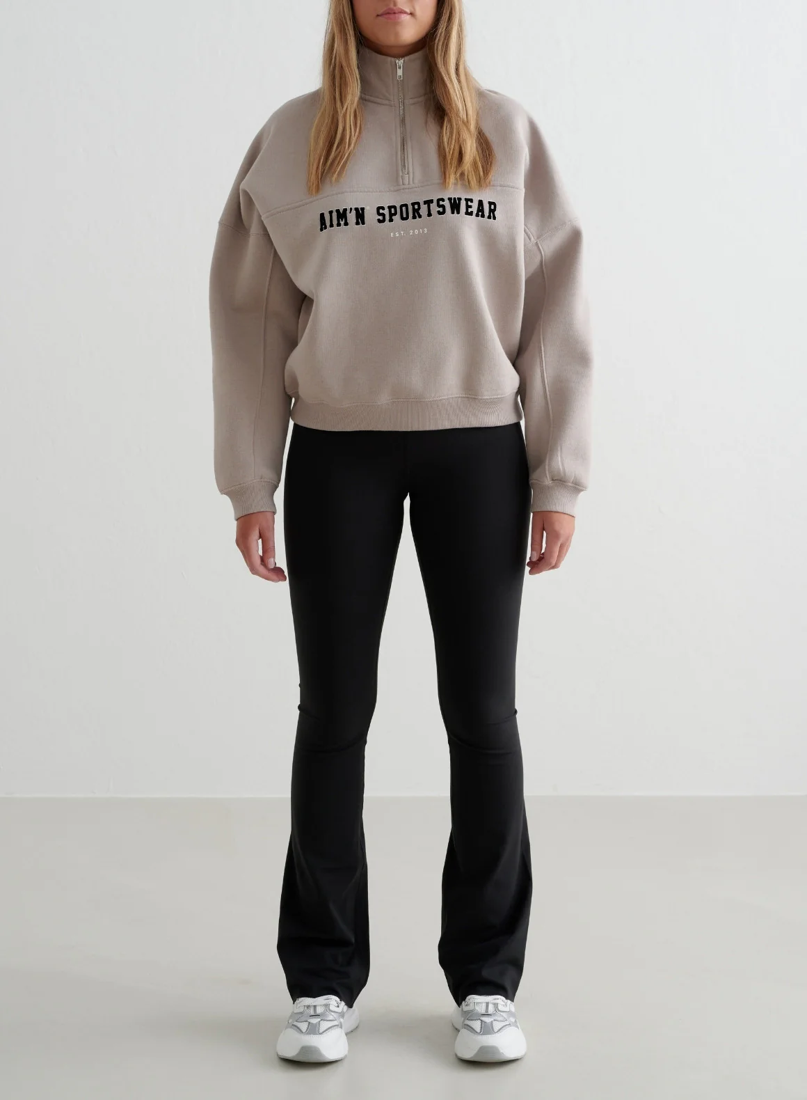 Dark Clay Varsity Sweat Half Zip - Image 4