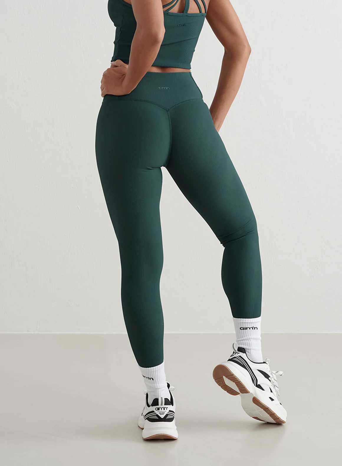 Deep Emerald Ribbed Performance Tights - Image 4